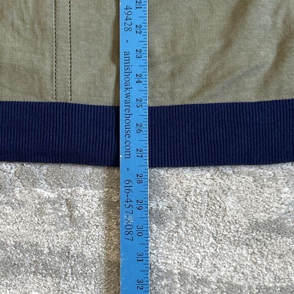 Talbots Cardigan Sweater Womens XL Petite Olive Green Navy Yellow Trim Cotton - Picture 7 of 7